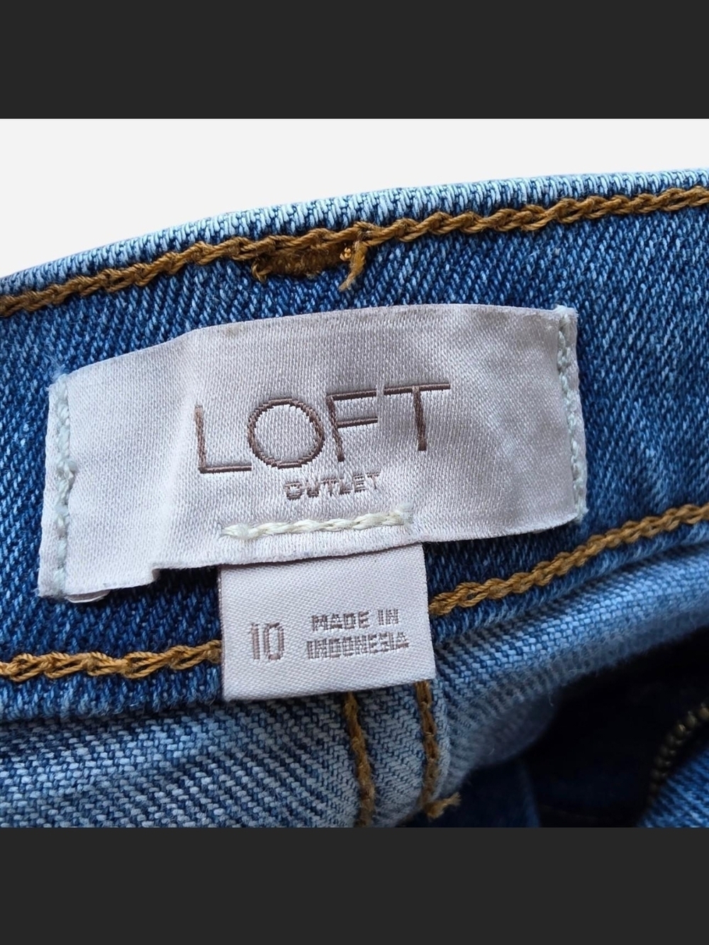 LOFT Denim Mini Skirt in Light Blue with Frayed Hem - Picture 6 of 6